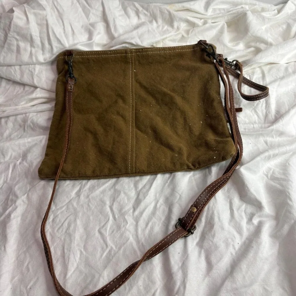 Myra Bag Sac en Location Sel de Mer Canvas Leather Crossbody Messenger Bag